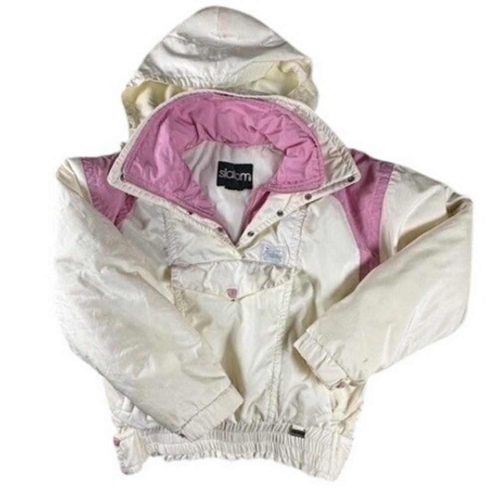 Slalom Ski Jacket Womens 8 Vintage Gore-Tex Anorak Pink Cream Retro 80s Pullover